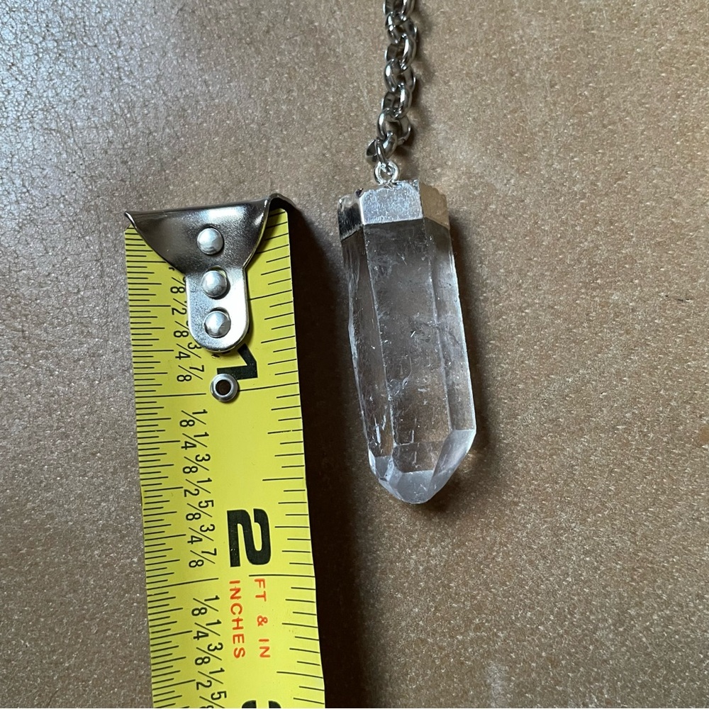 Quartz crystal lariat necklace silver rolo chain layer minimal luxe Y necklace - Picture 7 of 7